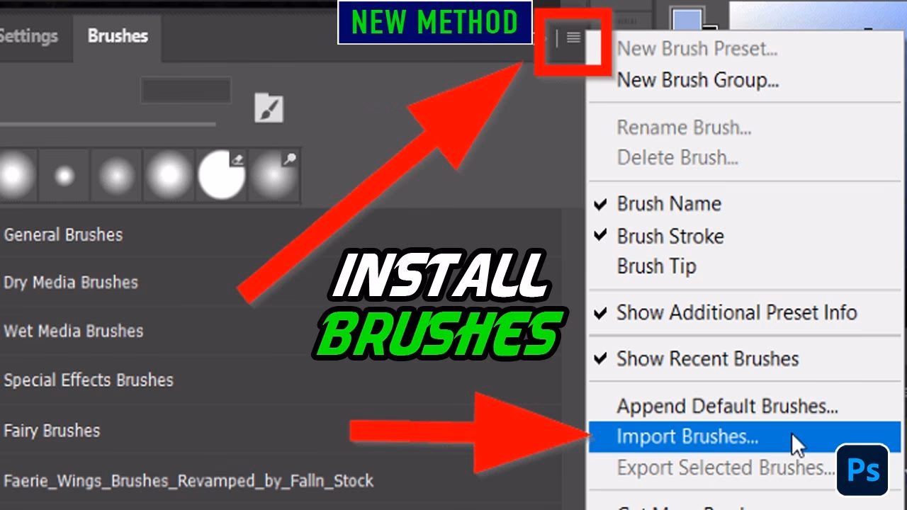 How do I add new brushes to Photoshop?