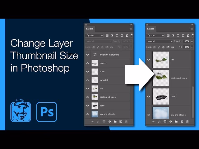 How do you select Layers and resize in Photoshop?