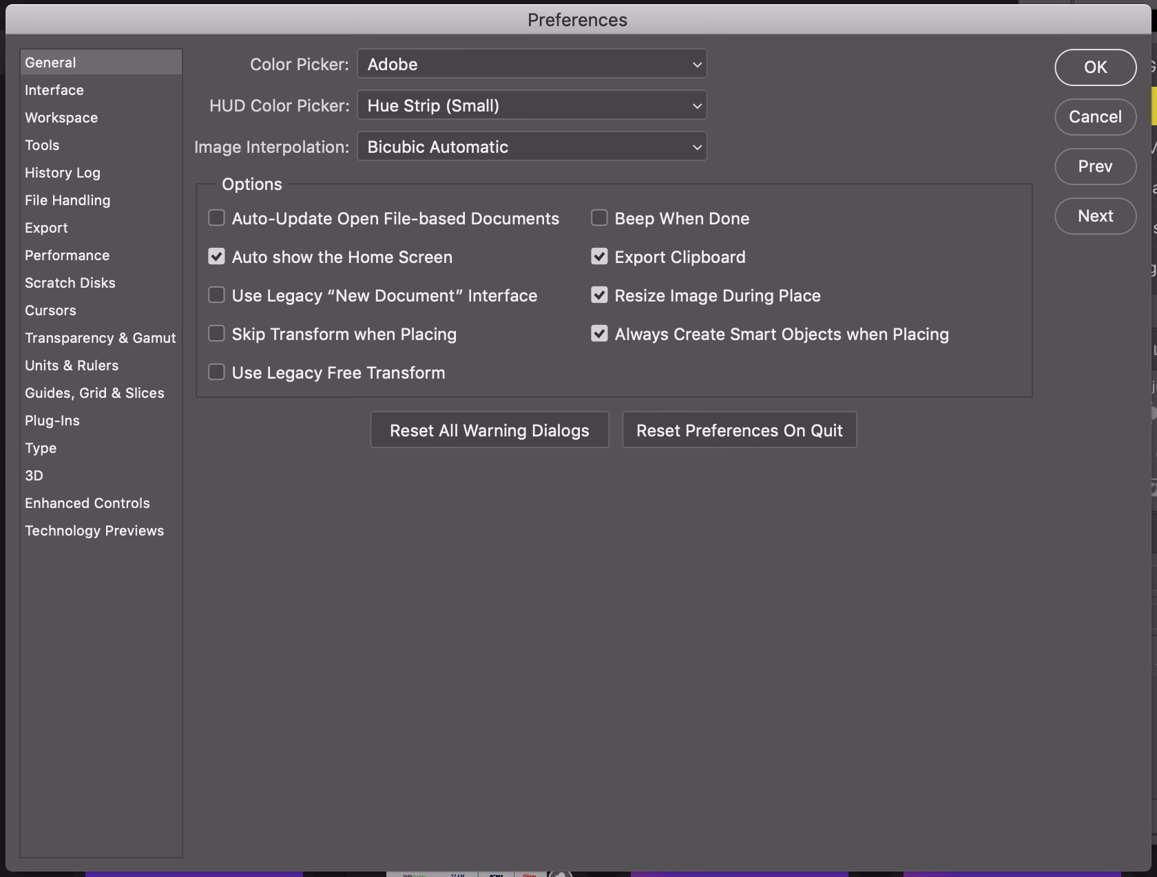 Why is my Photoshop home page blank?