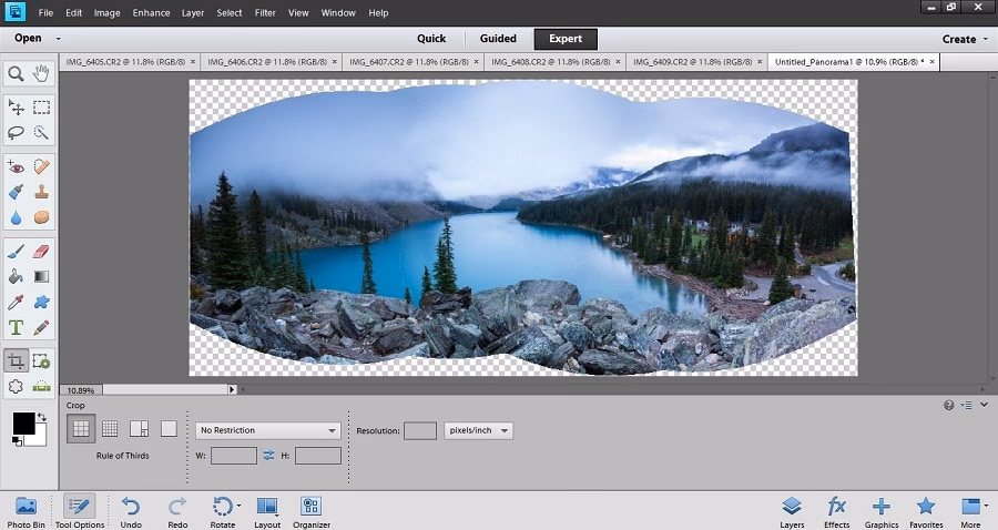 How to stitch in Photoshop Elements?