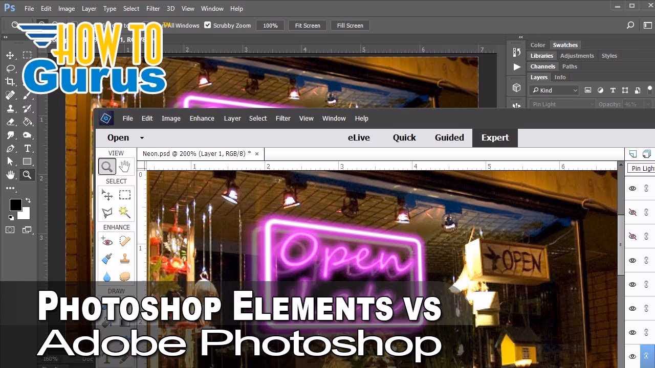 What is the difference between Photoshop Elements and CC?