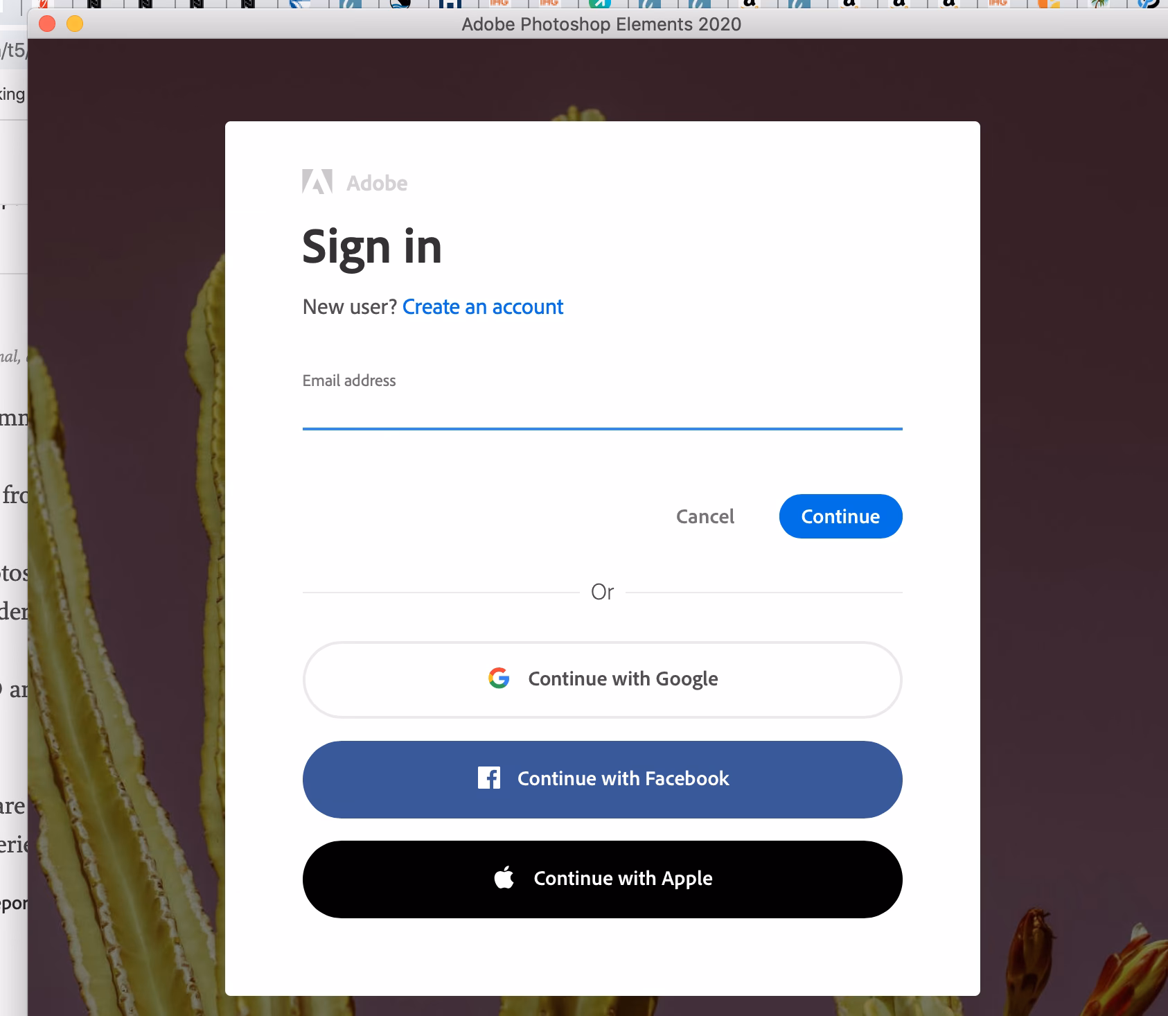 How do I sign into Adobe Elements?