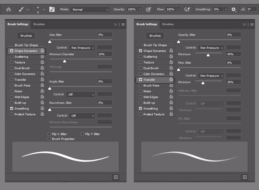 What are the best settings for digital art in Photoshop?