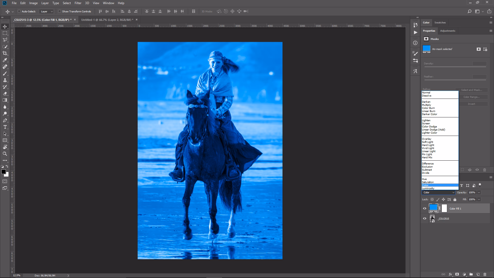 What is the color code for metallic blue in Photoshop?