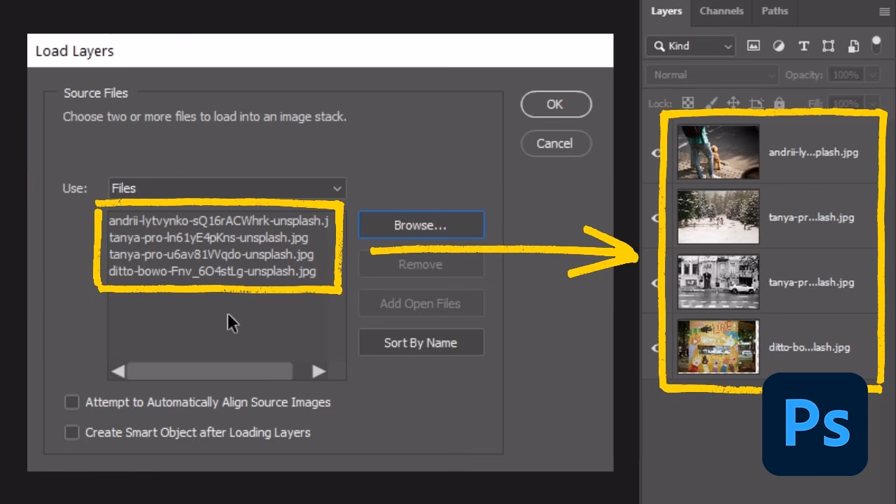 What happens when you import a PSD image with multiple layers?
