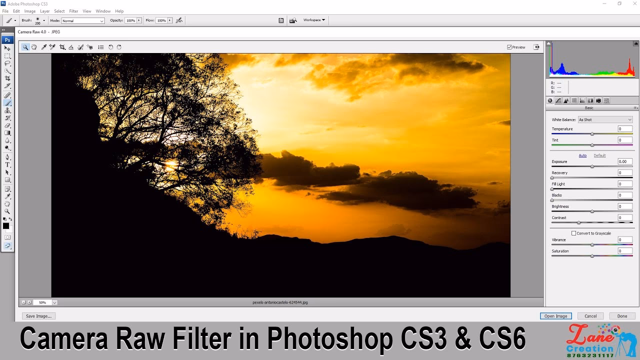 How do I open Camera Raw in Photoshop cs3?