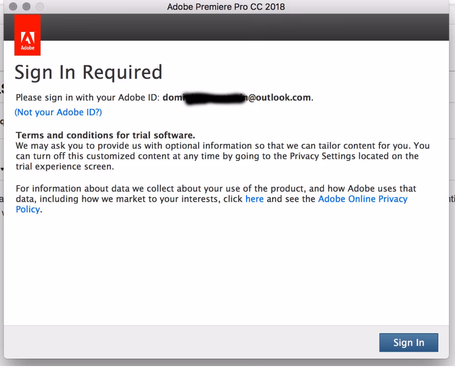 Why does Adobe Creative Cloud keep saying sign in required?
