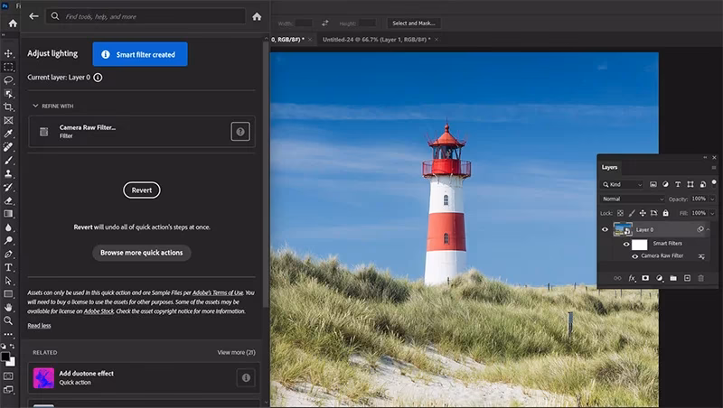 How do I change the light level in Photoshop?