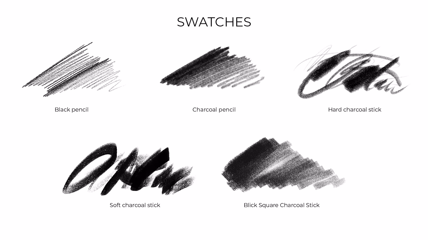 What brushes are used for charcoal drawing?