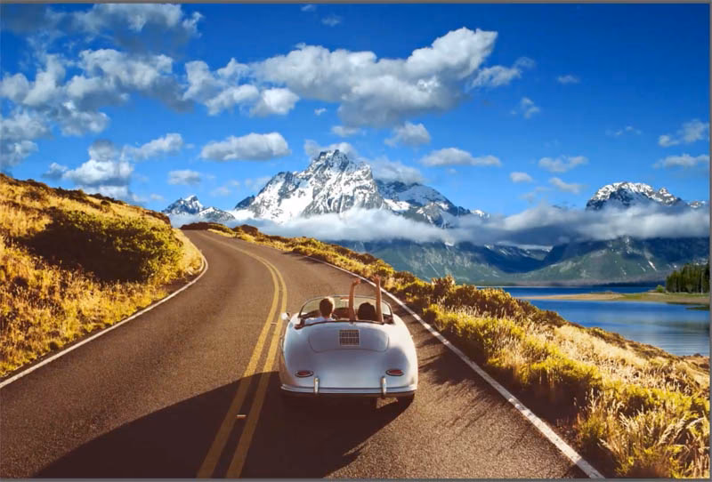 How do I stack landscape photos in Photoshop?