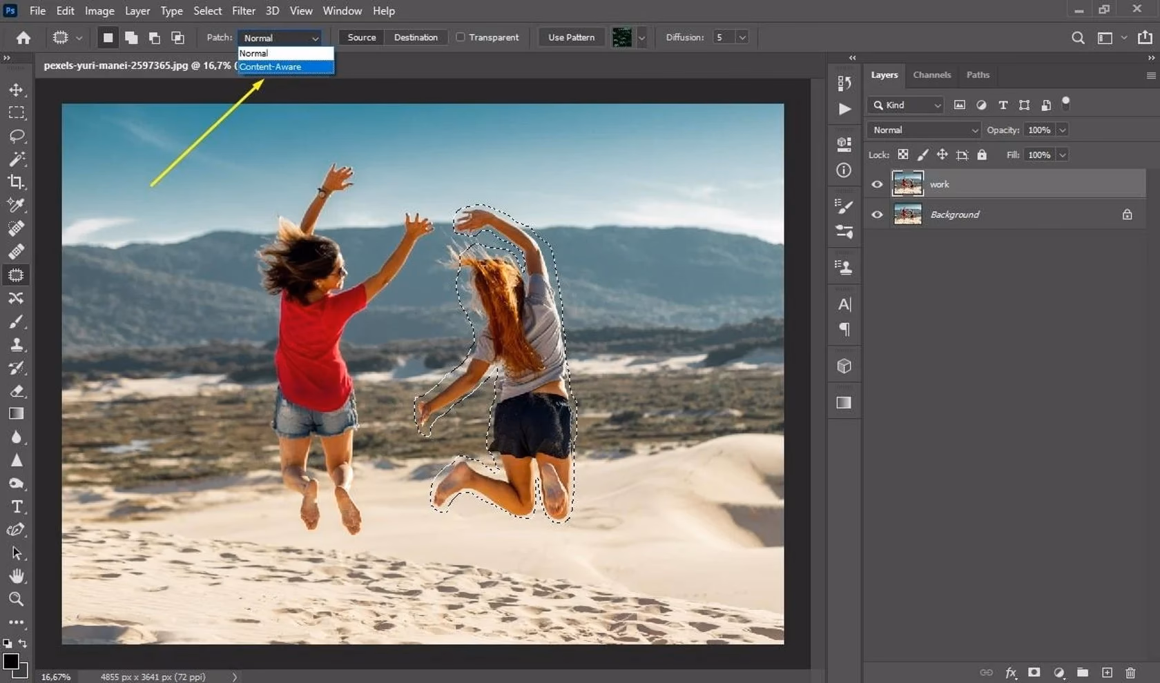 How to fill content aware in Photoshop cs6?