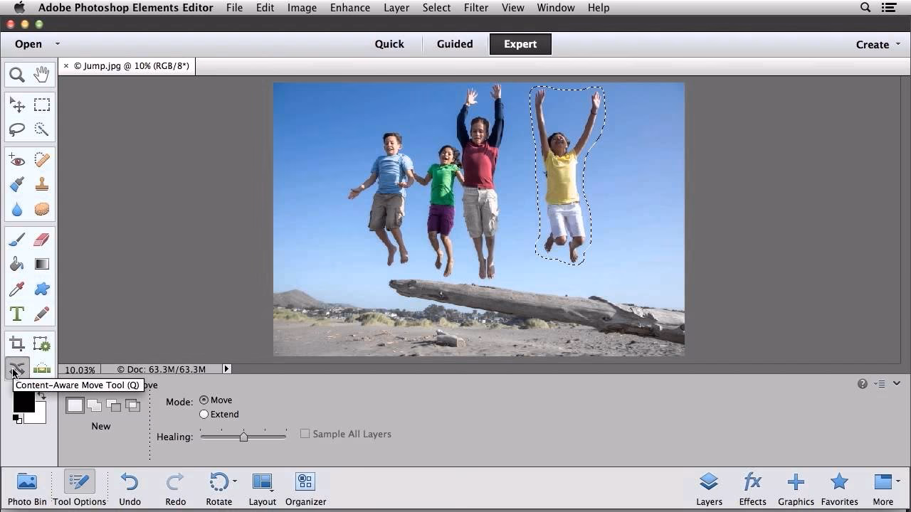 What is the content aware move tool in Photoshop Elements?