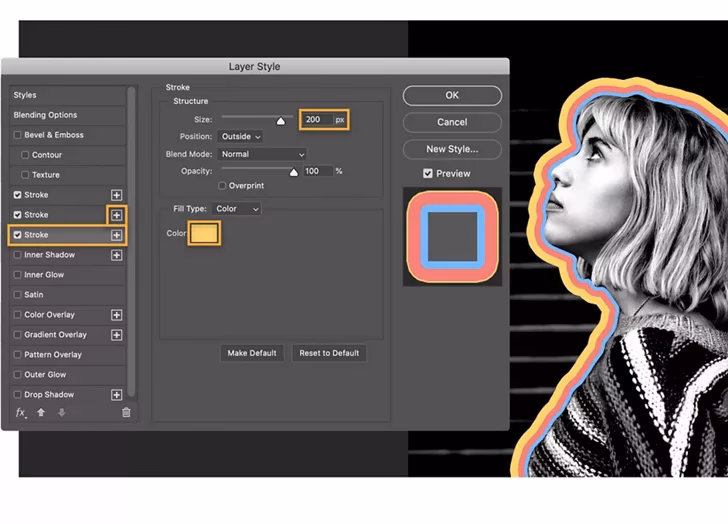 How to make an outline frame in Photoshop?