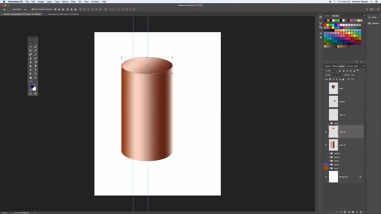 How do I add a cylinder in Photoshop?
