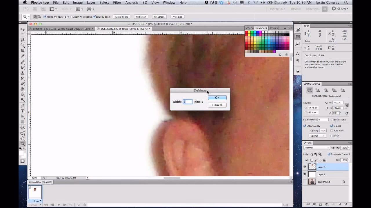 What does DeFringe mean in Photoshop?