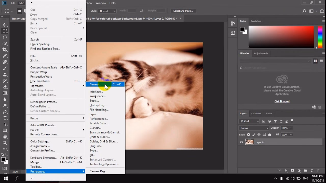 How do I turn off sounds in Photoshop?