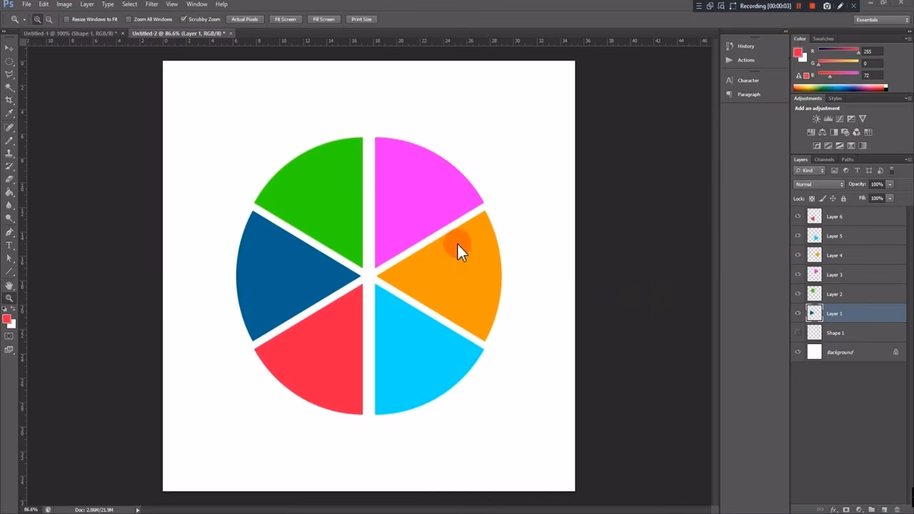 Comment diviser un cercle sur Photoshop ?