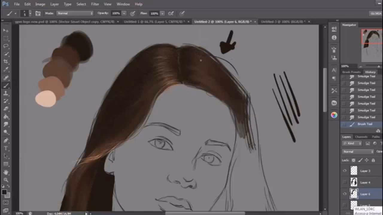 How to draw hair strokes in Photoshop?