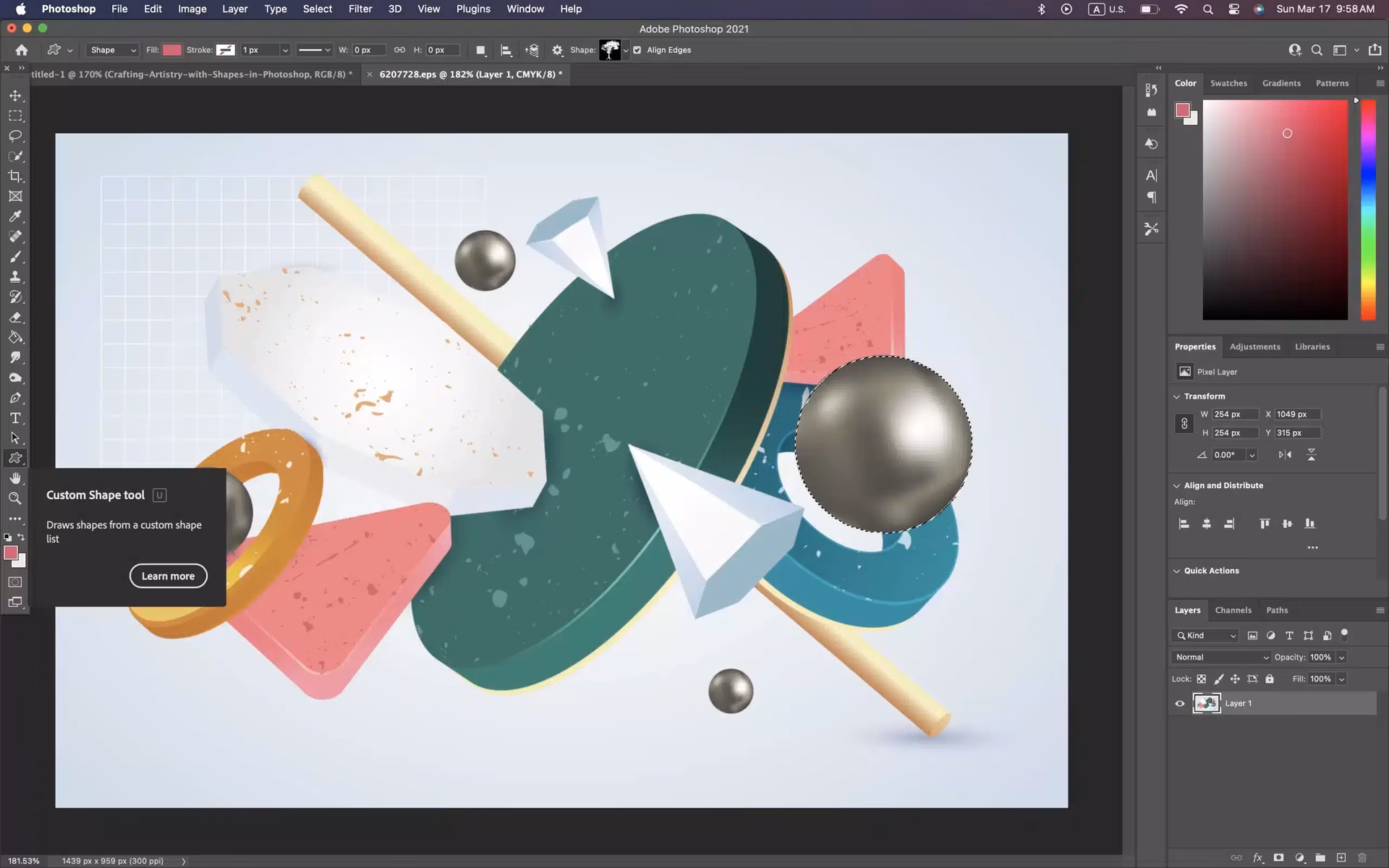 How do you draw U and S shapes in Photoshop?
