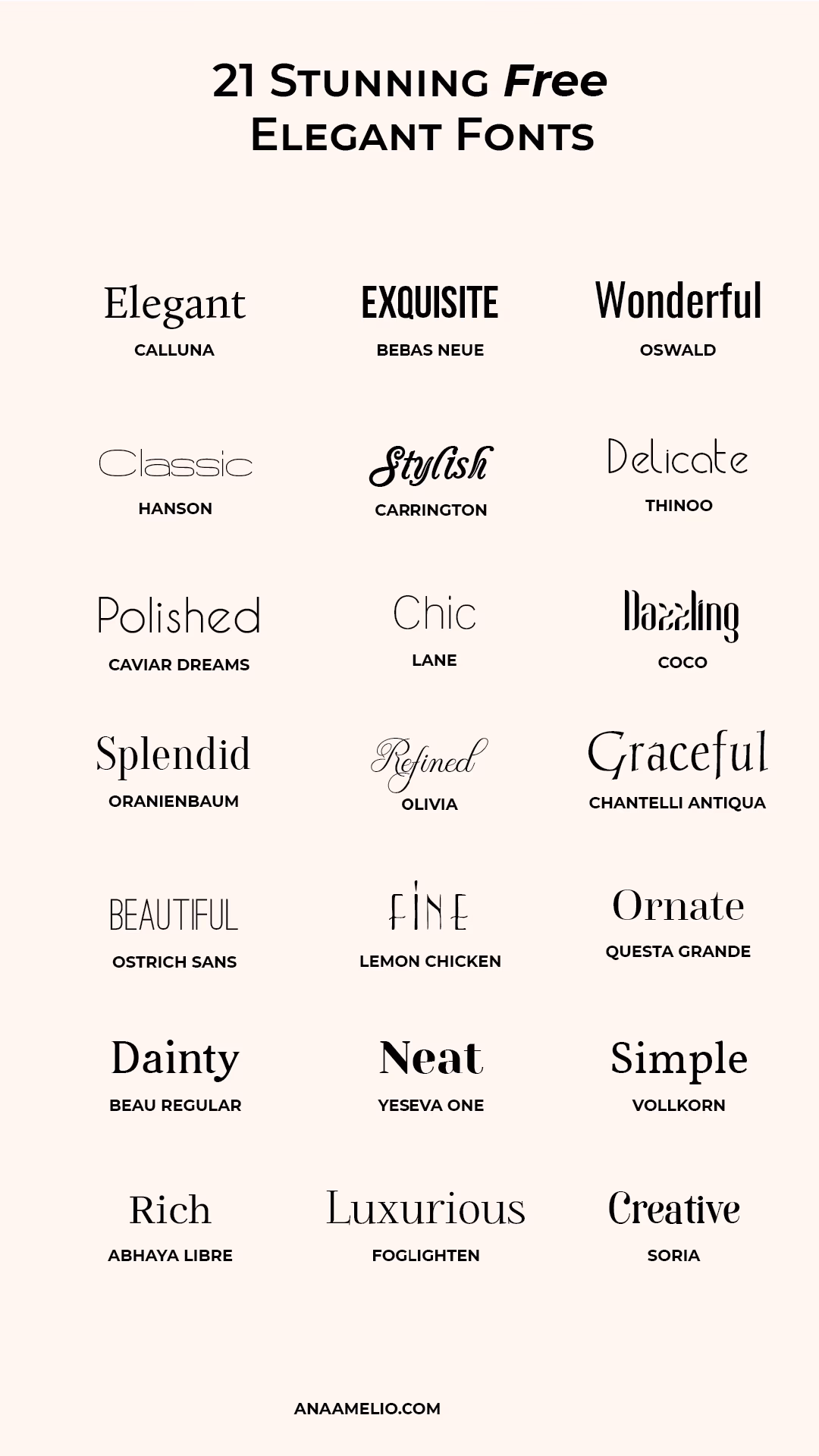 Which font is luxurious?