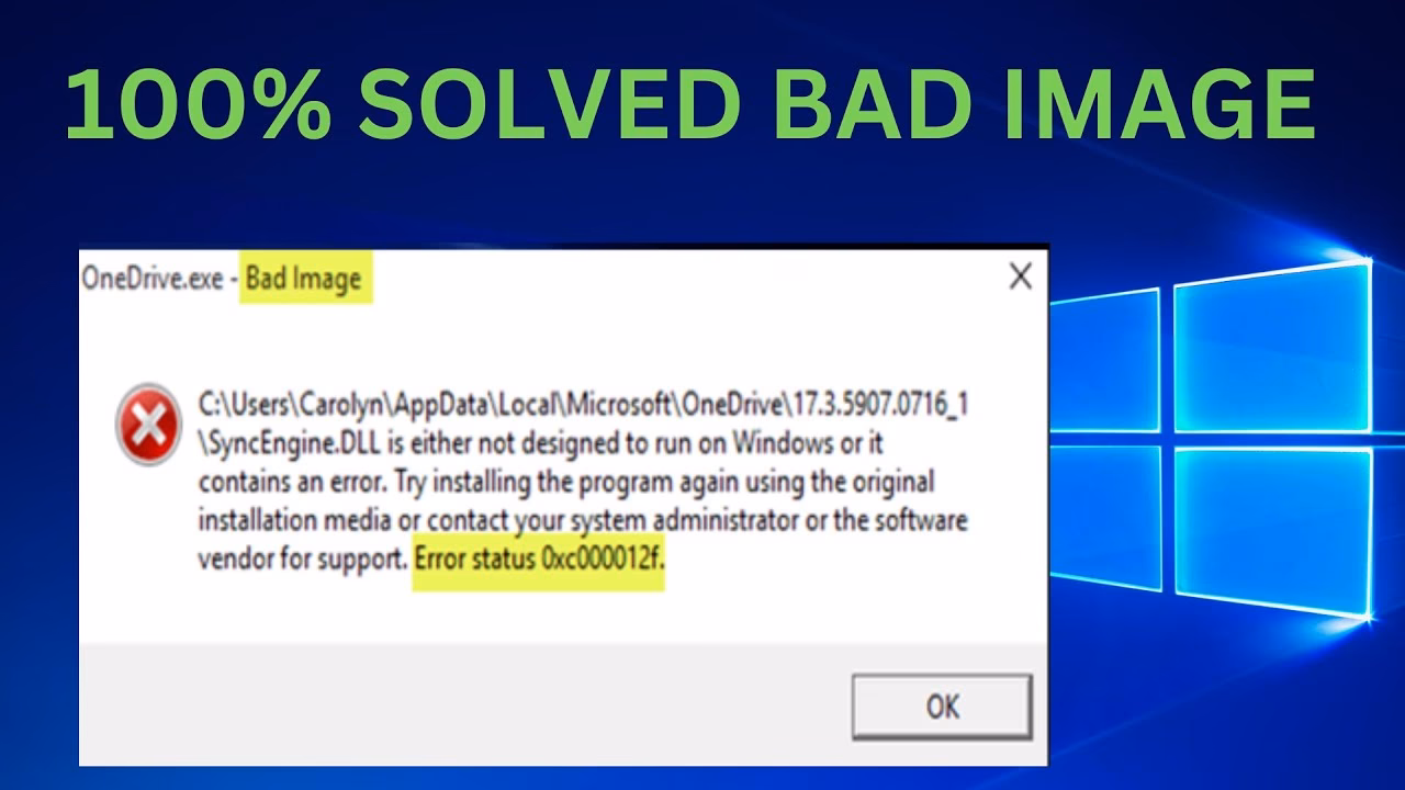 How to fix the bad image error?