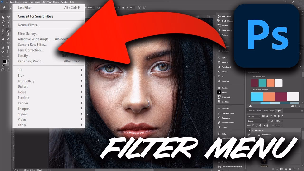 How do I put a filter on Photoshop?