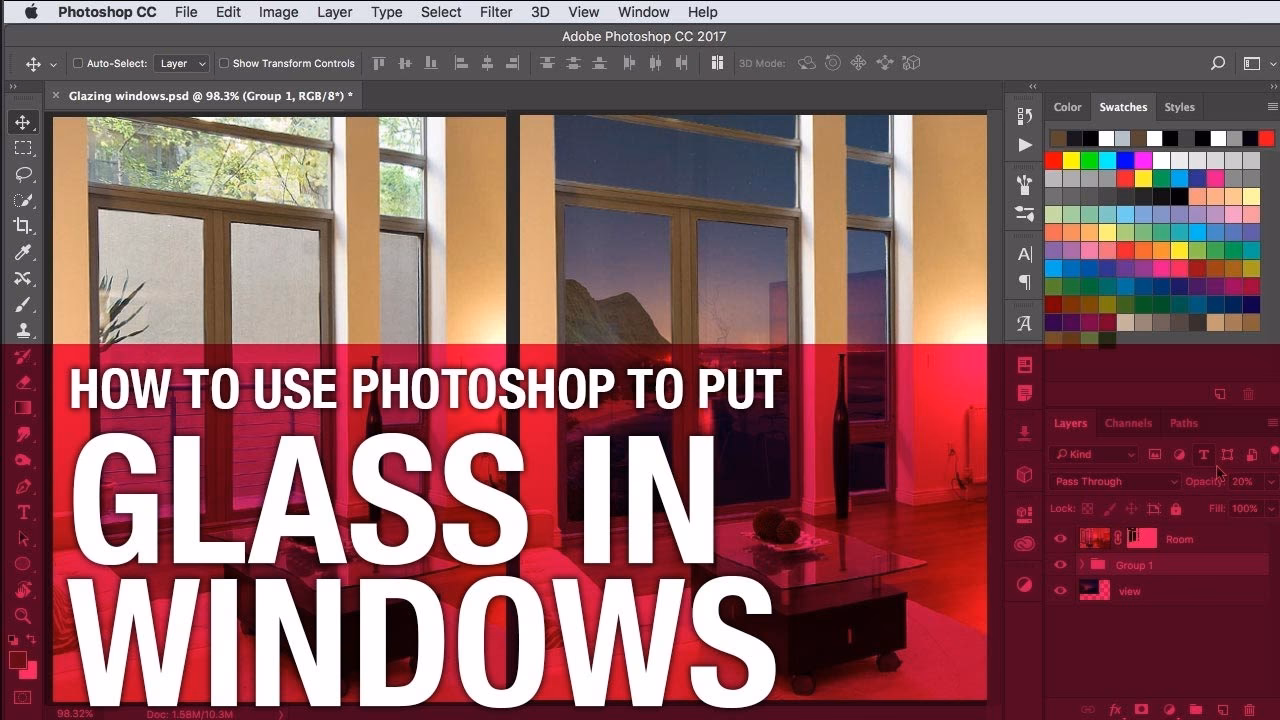 How to add a glass wall in Photoshop?