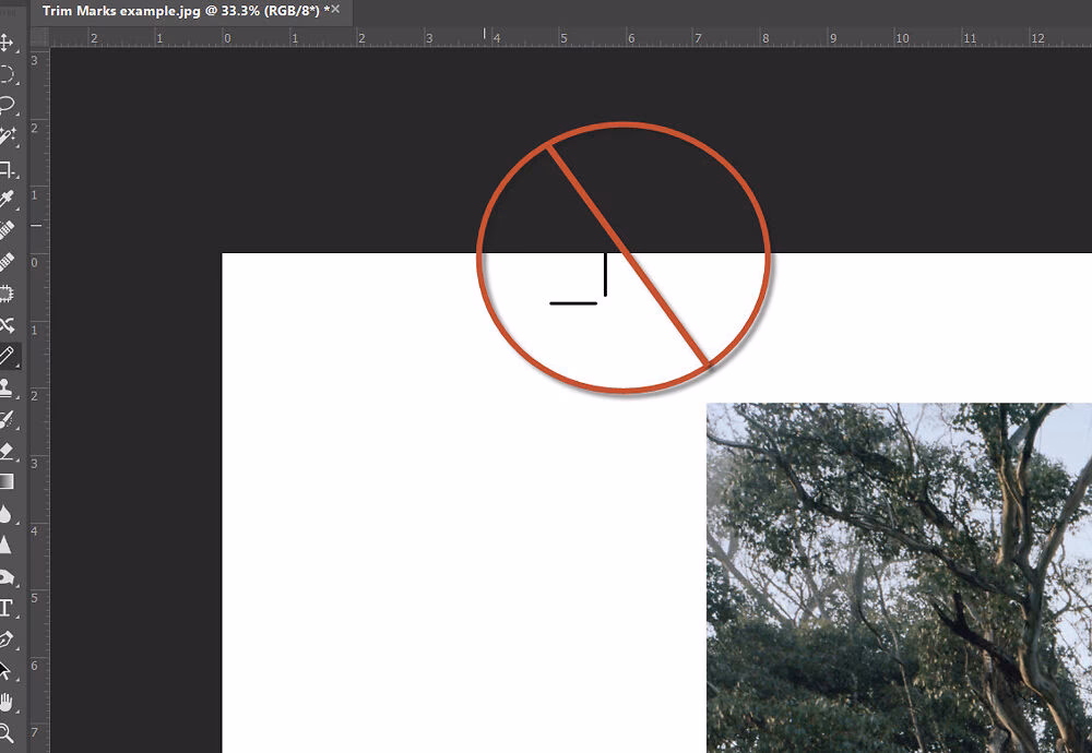 How do you add a mark in Photoshop?