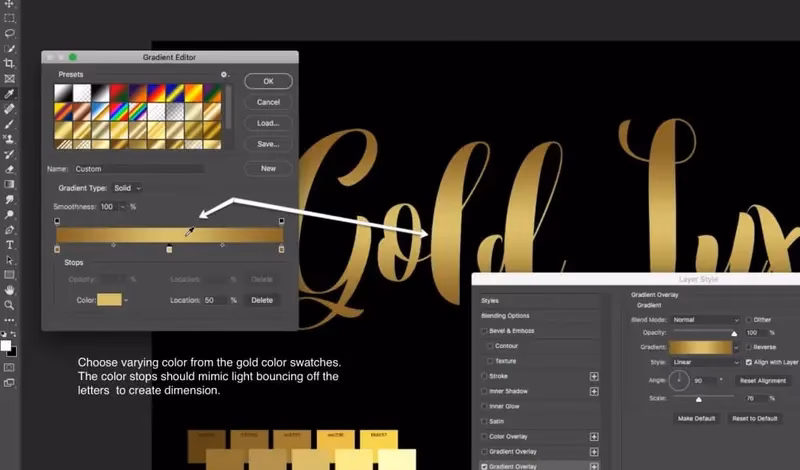 How to make a gold effect in Photoshop?