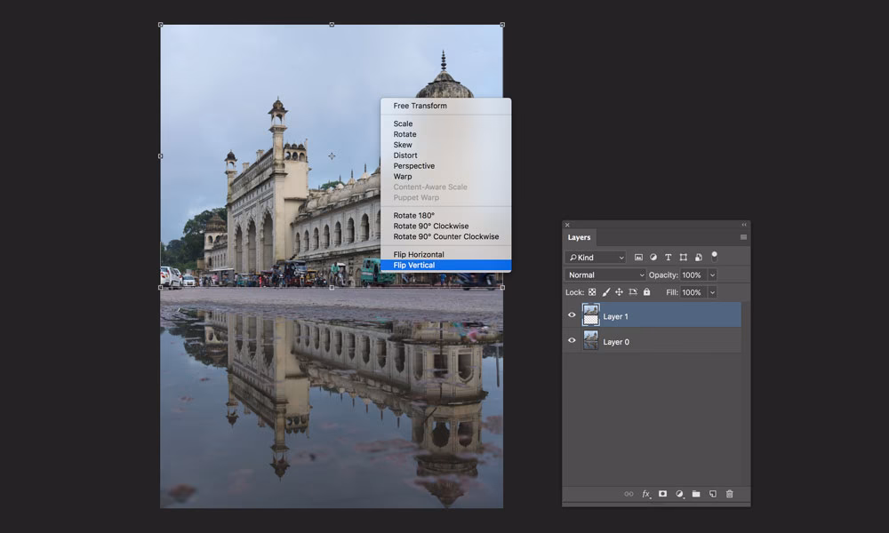 How to do image reflection in Photoshop?