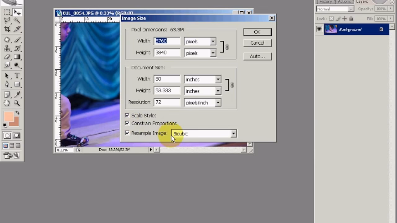 How do I change the MB size of a photo to KB?