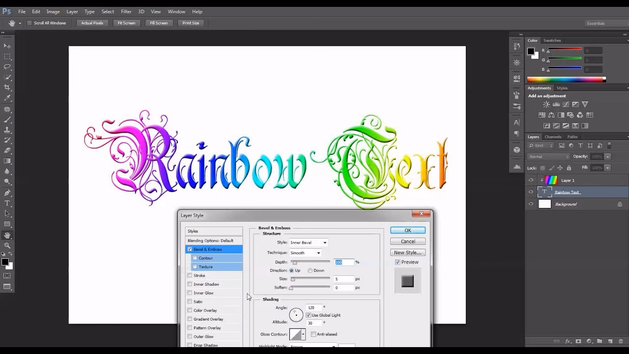 What tool makes rainbows in Photoshop?