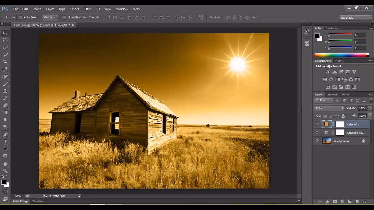 How do you do the sepia effect in Photoshop?
