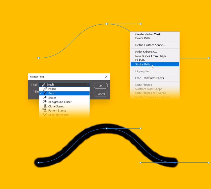 How to turn shape into path in Photoshop?