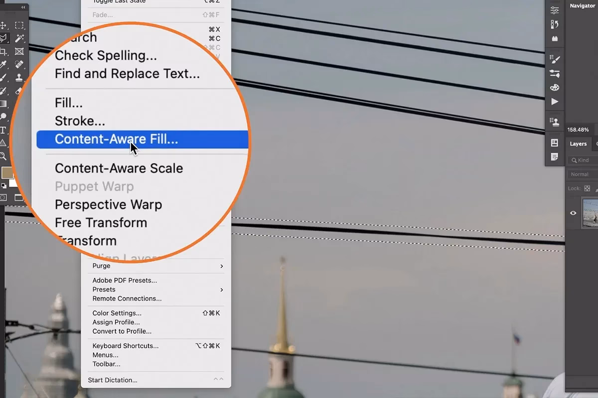 How do I remove seam lines in Photoshop?