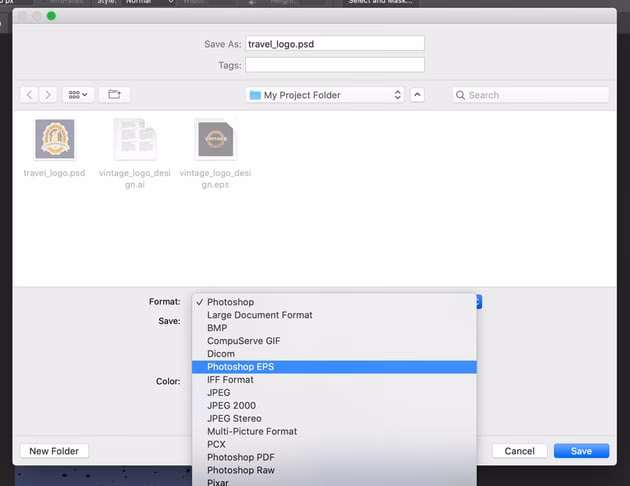 How to save a file in EPS?