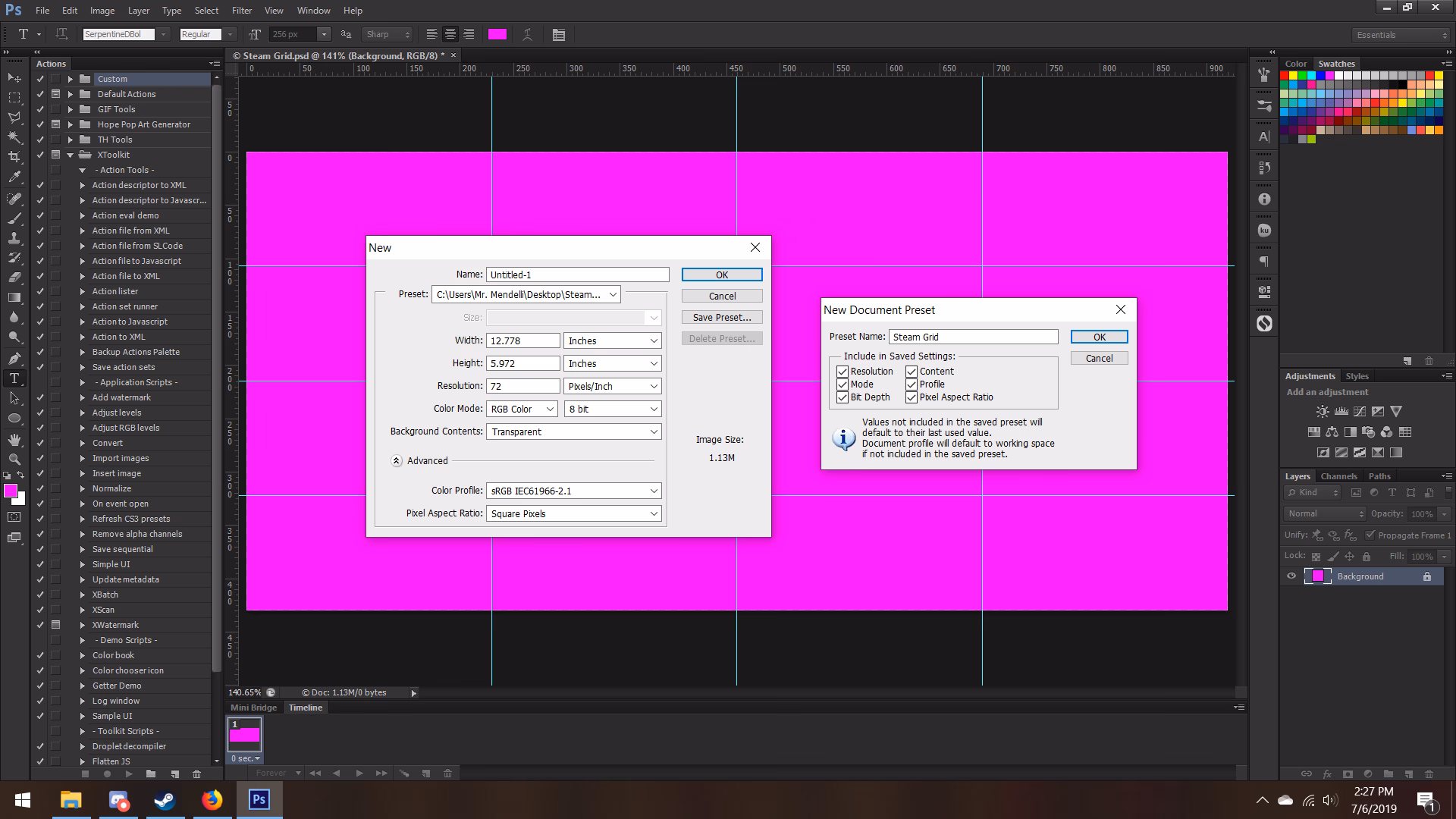 How do I save a template in Photoshop?