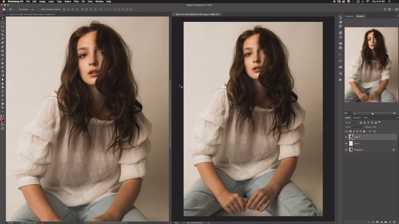 How do I split a page into two in Photoshop?