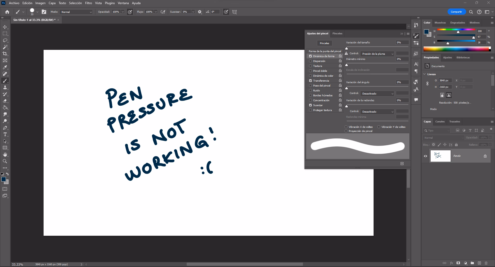 Why is my Huion not sensitive to pressure?