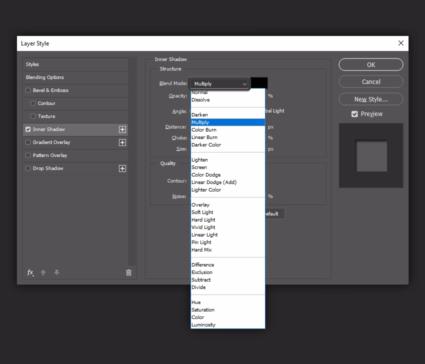 How to apply inner shadow in Photoshop?