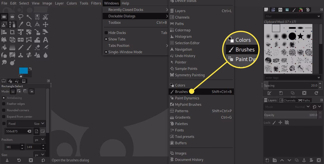 How do I get brushes in GIMP?