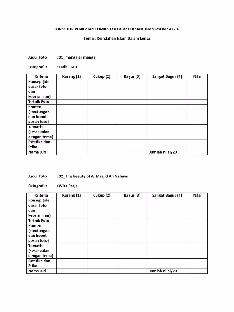 Apa saja yang dinilai dari lomba fotografi?