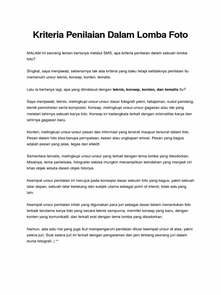 Kriteria lomba mewarnai apa saja?