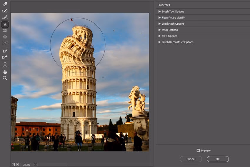 How do you get the liquify effect on Photoshop?