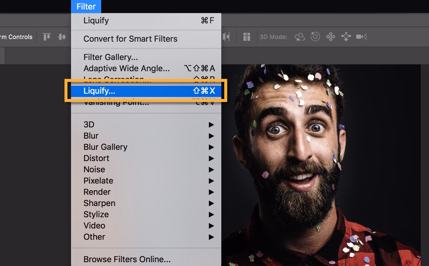 Where is Liquify in Photoshop CC?