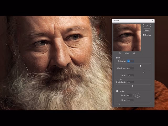 How do you make an oil effect in Photoshop?