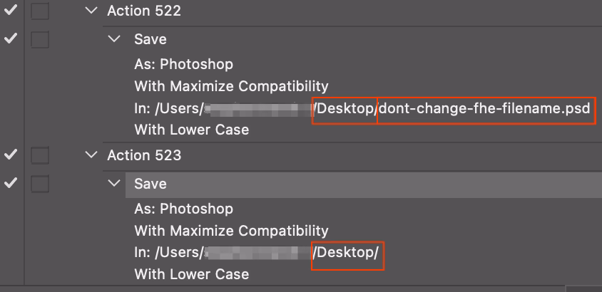 How do you rename an action set in Photoshop?
