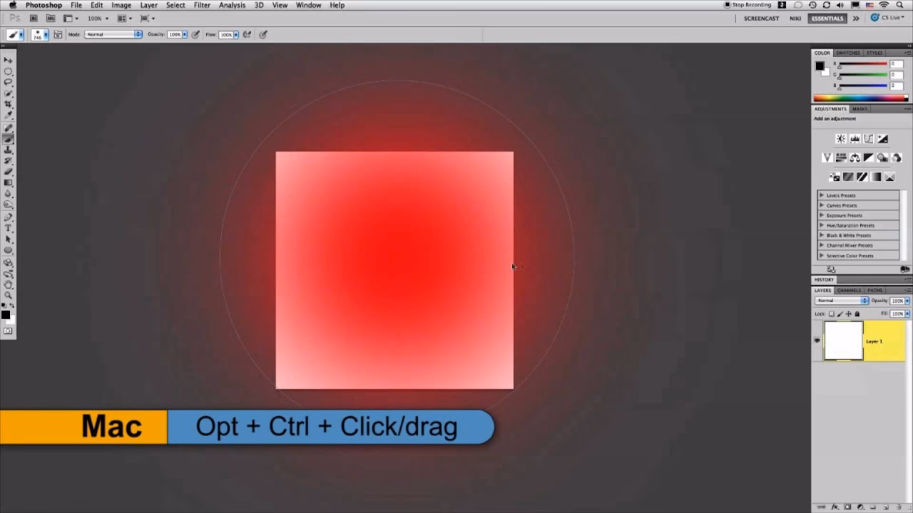 How do you change the brush size in Photoshop Mac with mouse?