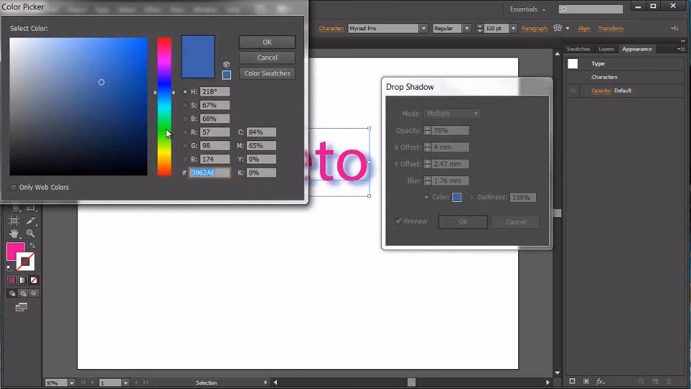 How do I open the appearance panel?