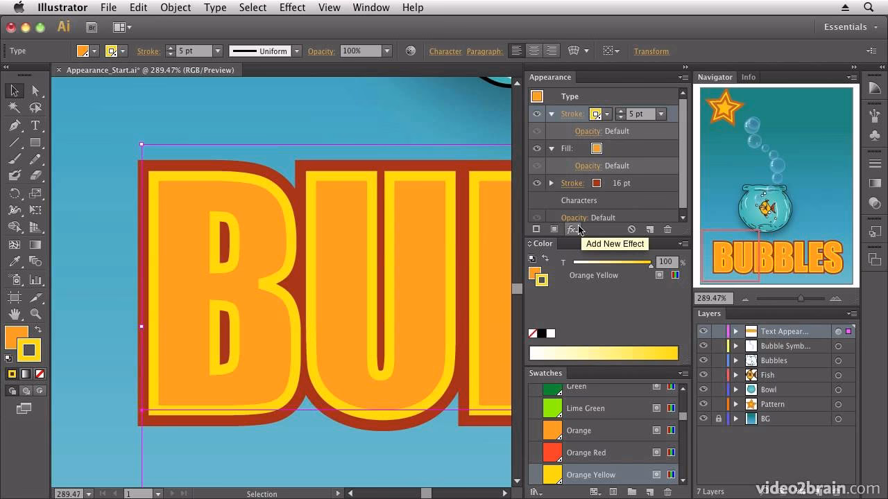 How do I open the appearance panel?